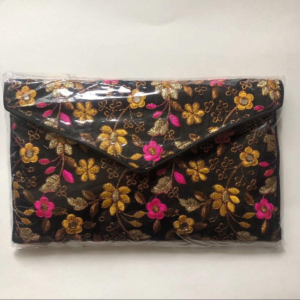 Embroidered party clutch strap envelope bag Indian